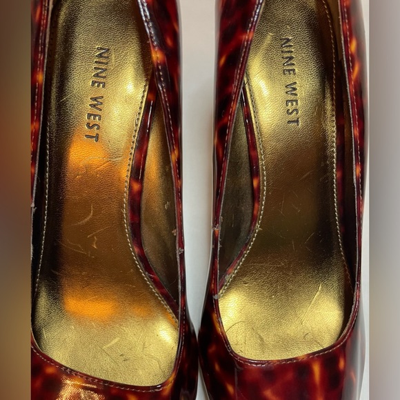 Nine West Tortoise Shell Open Toe Platform Heels Size 7.5 - Picture 8 of 9